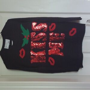 Juniors Derek Heart KISS ME Christmas Sweater Ugly Party Size Medium Sequins NWT